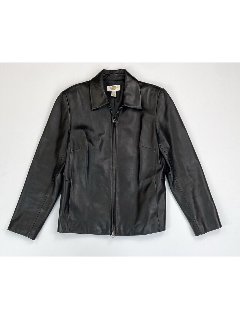 Vintage Talbots Soft 100% Leather Zip Jacket 6  Lined Y2K Minimalist Blazer